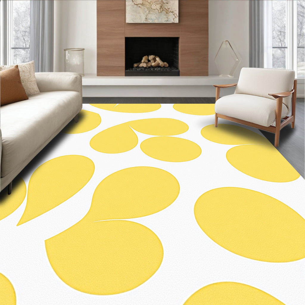 Sunny Yellow Abstract Petal Cluster Rug