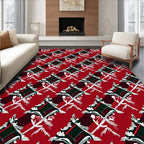 Crimson and Emerald Lattice Floral Rug