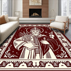 Crimson Saint Nicholas Botanical Snowflakes Rug