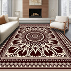 Deep Burgundy Floral Medallion Rug