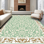 Pastel Green Floral Vine Inlay Rug