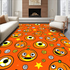 Cute Orange Pumpkin Halloween Eyes Rug