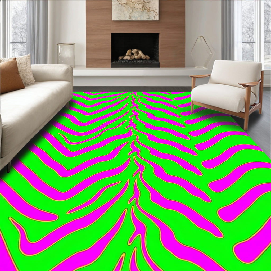 Vibrant Neon Zebra Stripes Rug