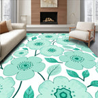 Aqua Floral Garden Art Rug