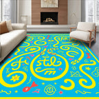 Whimsical Yellow Flowing Shapes Rug