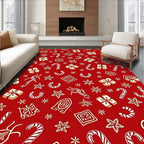 Festive Red Holiday Icons Medley Rug