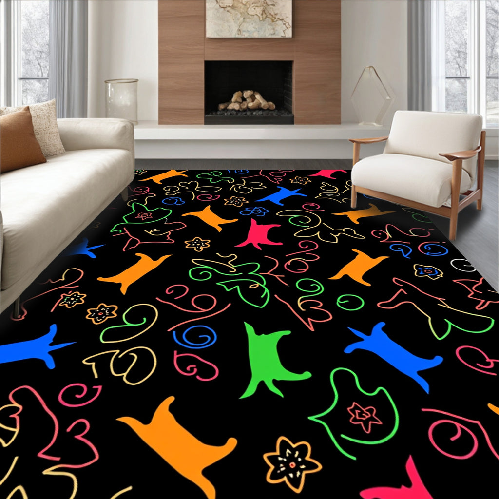Colorful Abstract Doodle Figures Rug