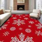 Festive Red White Snowflake Scatter Rug