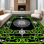 Neon Green Outline Starburst Mandala Rug