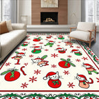 Festive Cat Christmas Ornaments Border Rug