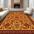 Autumnal Orange Pumpkin Foliage Medallion Rug