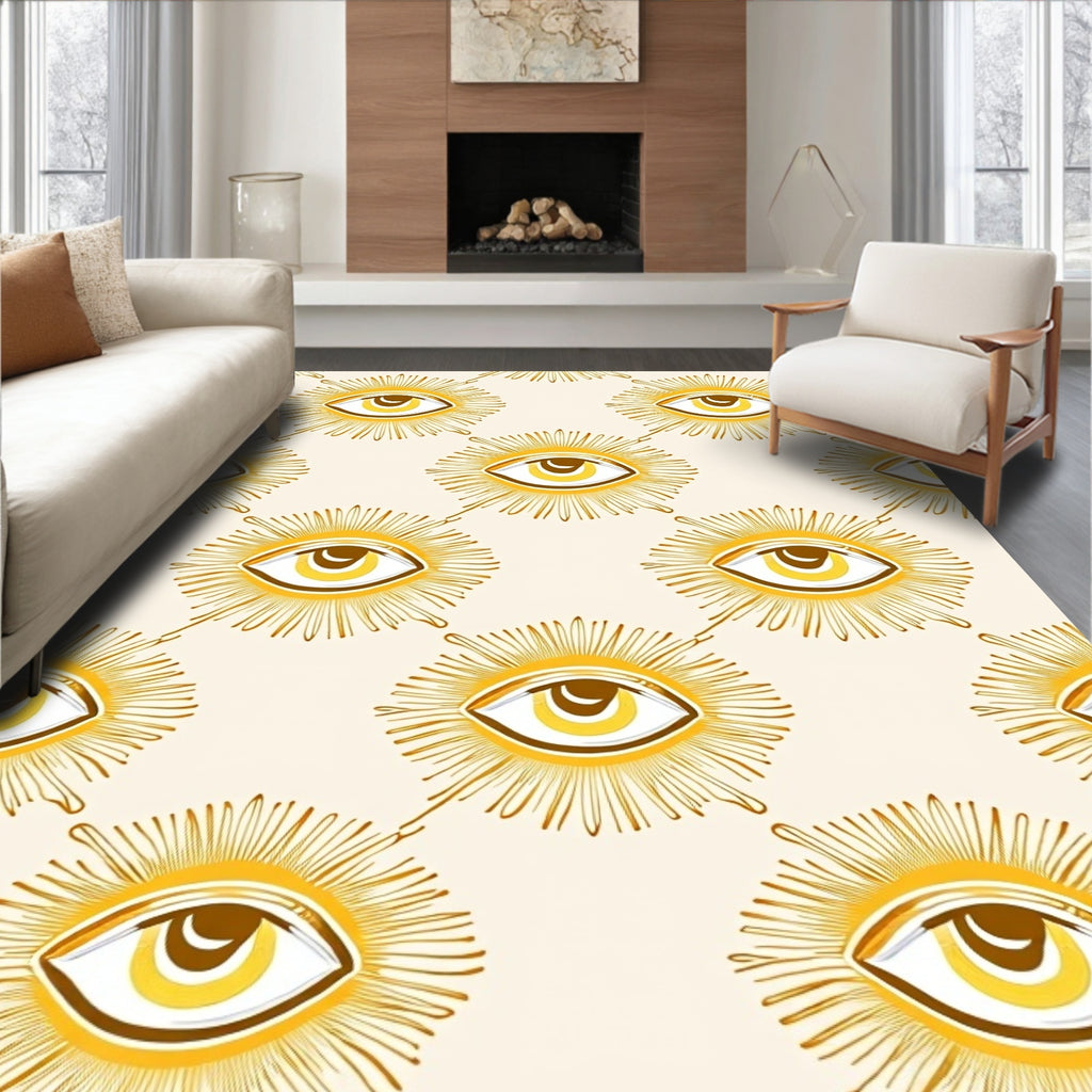 Golden Sunburst Eye Motif Rug