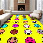 Vibrant Colorful Emoji Faces Rug