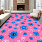 Vibrant Blue Flower Carousel Rug