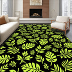 Bold Lime Green Leafy Branches Rug