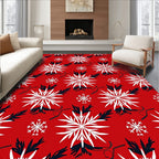 Red White Blue Snowflake Swirls Rug