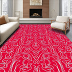 Crimson Floral Symmetry Rug