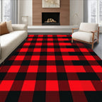 Bold Red Black Buffalo Plaid Checkered Rug