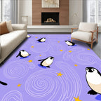 Whimsical Penguin Swirl Starry Night Rug