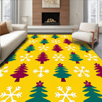 Deep Teal Plum Tree Snowflakes Rug