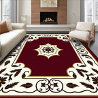 Crimson Floral Medallion Cream Border Rug