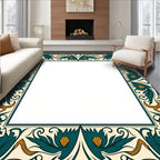 Art Nouveau Teal Floral Vine Rug