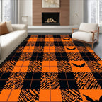 Orange and Black Bat Plaid Rug
