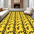 Abstract Yellow Black Jagged Stripe Rug