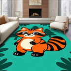 Cute Orange Raccoon Forest Friends Rug