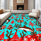 Whimsical Christmas Dolphins and Gifts Rug