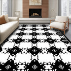 Bold Black Interlocking Diamond Geometric Rug
