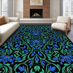 Blue Green Floral Art Nouveau Rug