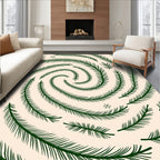 Evergreen Pine Swirl Snowflakes Rug