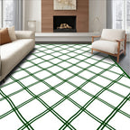 Deep Green Linked Diamond Lattice Rug