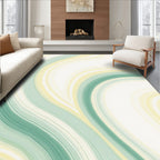 Pale Aqua Yellow Swirl Flow Rug