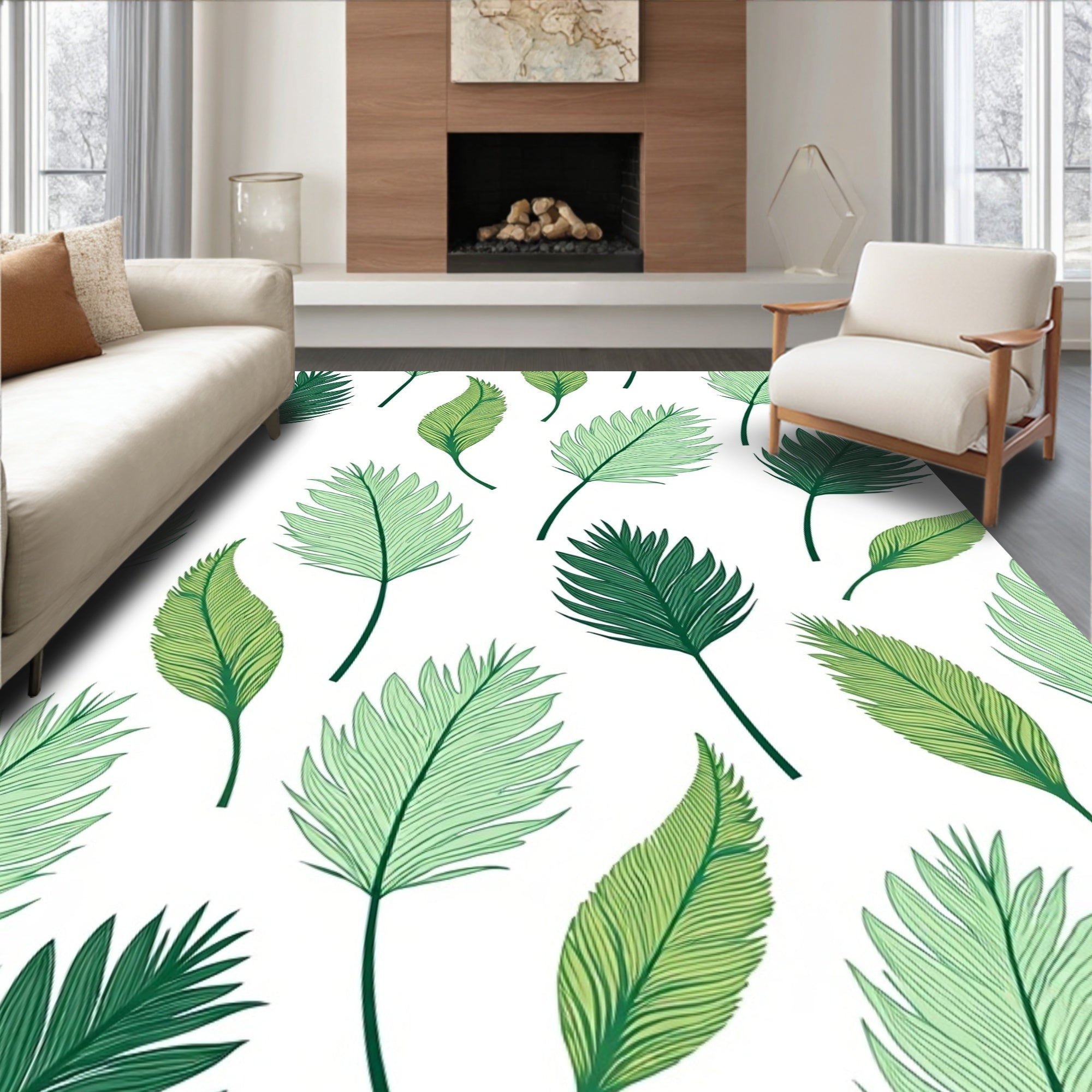 Emerald Green Palm Frond Panorama Rug