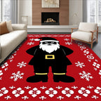 Red Festive Santa Snowflakes Border Rug
