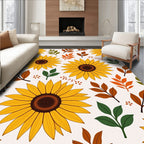 Golden Sunflower Autumn Leaf Arrangement Rug