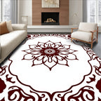Deep Red Floral Medallion Frame Rug