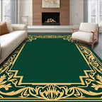 Elegant Gold Leaf Vine Border Rug