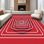 Crimson Abstract Nested Squares Rug