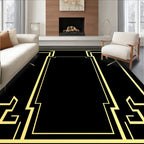 Elegant Gold Rectangular Art Deco Frame Rug