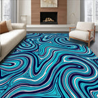Dynamic Teal Swirl Abstract Rug
