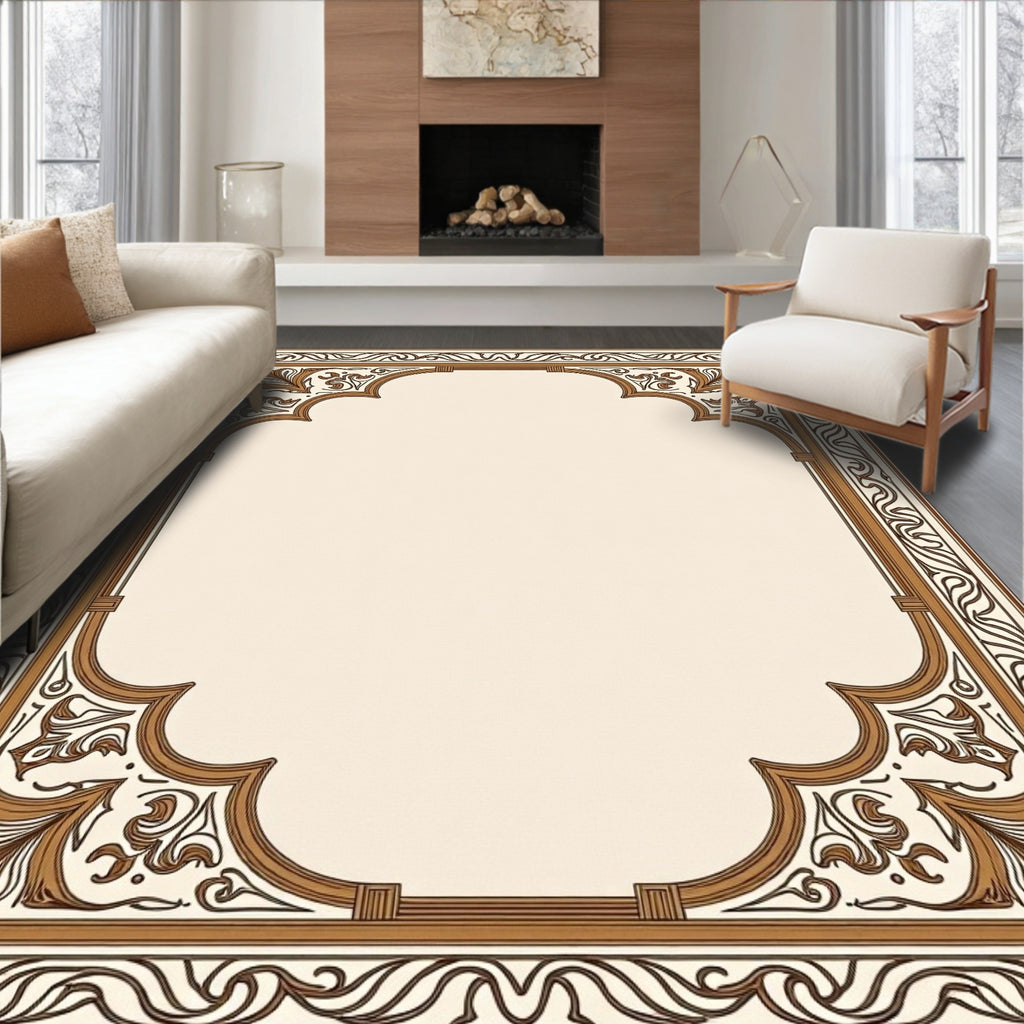 Ornate Brown Arabesque Archway Frame Rug