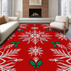 Crimson Snowflake Holly Celebration Rug