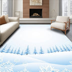 Winter Snowscape Snowflake Forest Rug