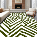 Olive Green Abstract Chevron Lines Rug
