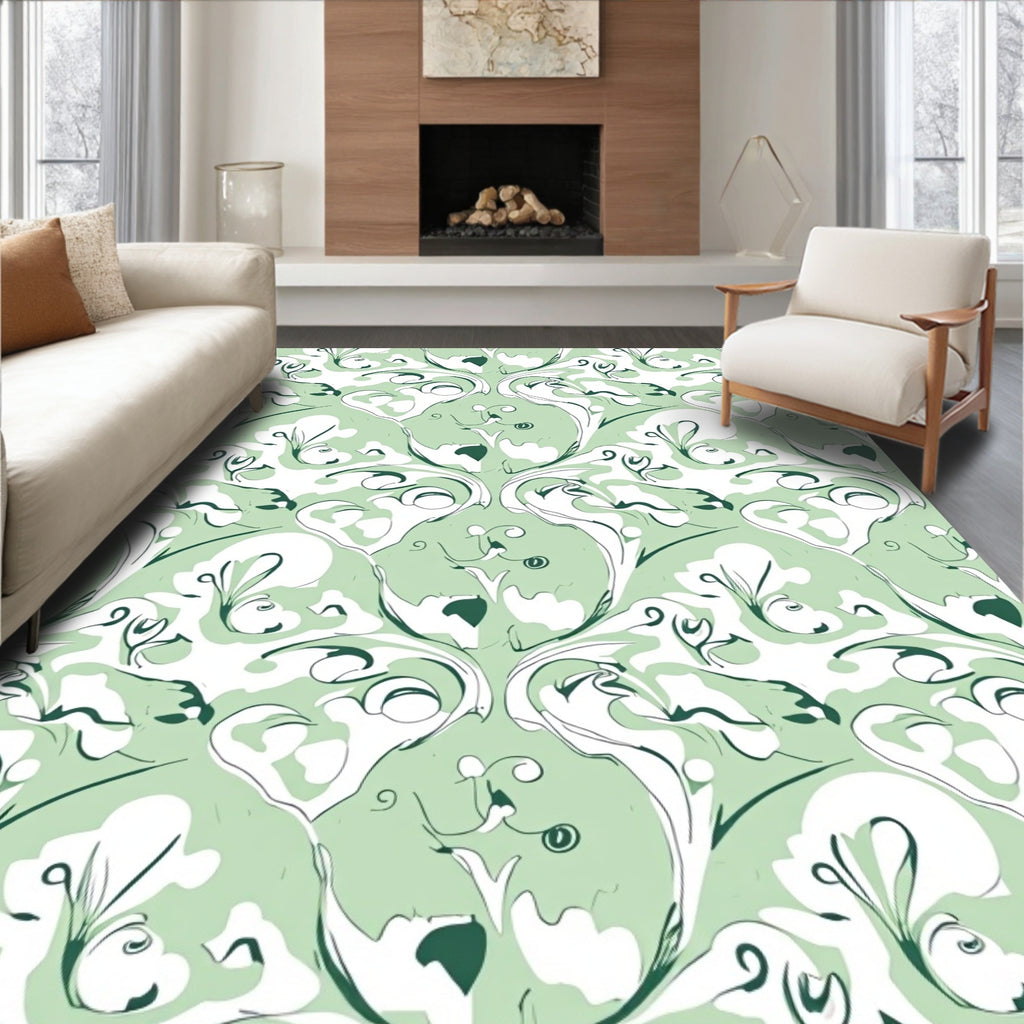 Mint Green Floral Swirl Harmony Rug