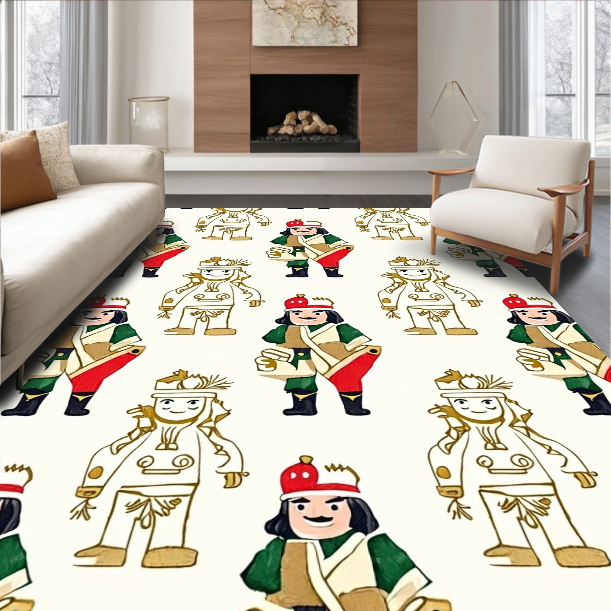 Whimsical Soldier Gold Outline Rug