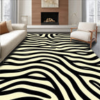 Black and Cream Wavy Stripes Rug